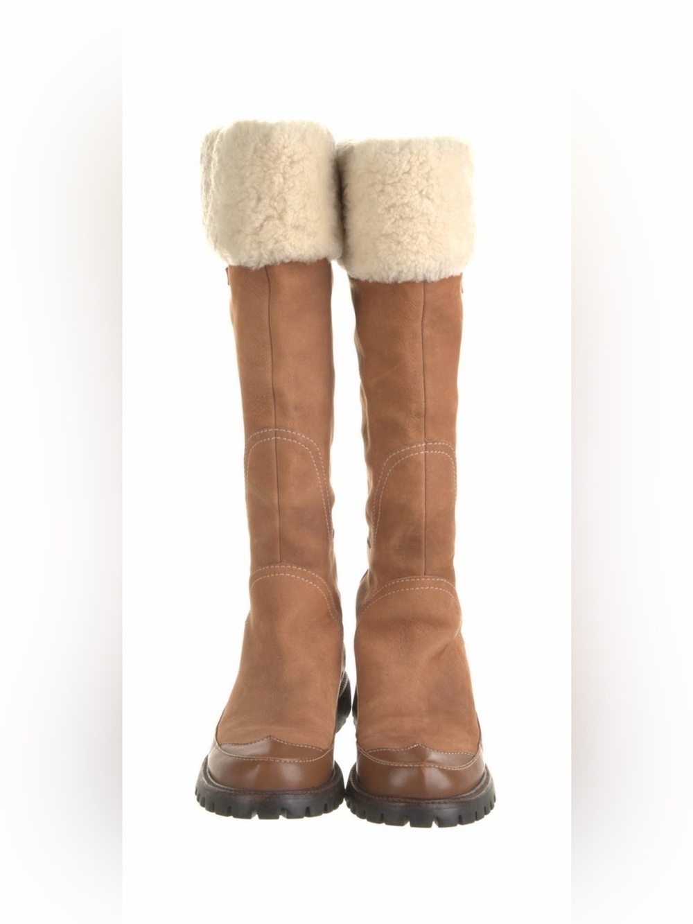 Hunter Tall Suede Fur Trim Winter Boots Tan Women’s Size 7 - Picture 3 of 5